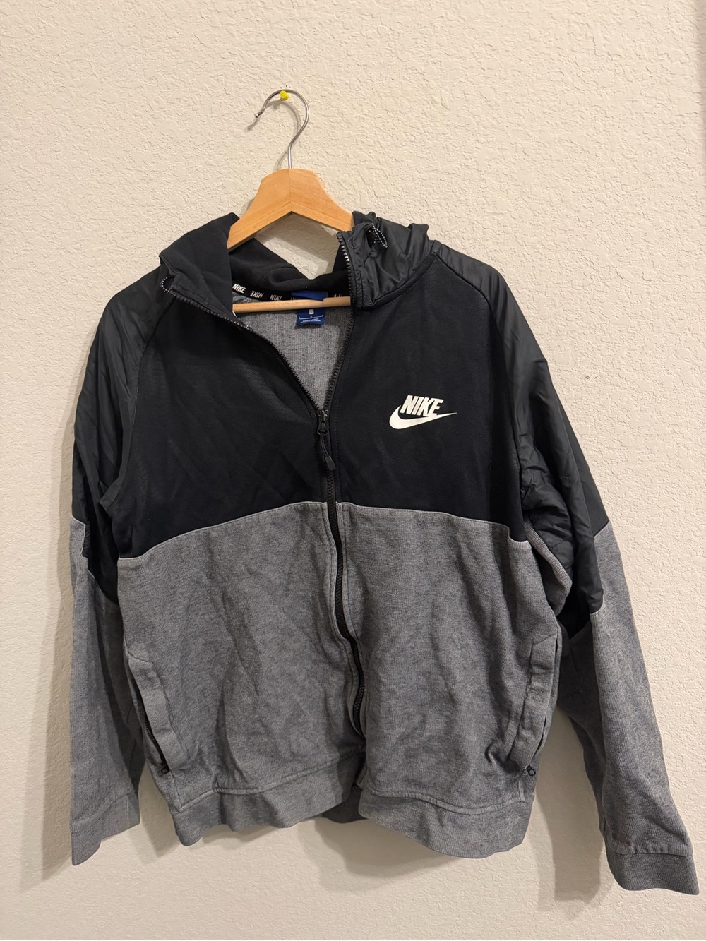 Nike Tech Fleece Hybrid ZipUp Hoodie Black Grey Large Casual Sport Men